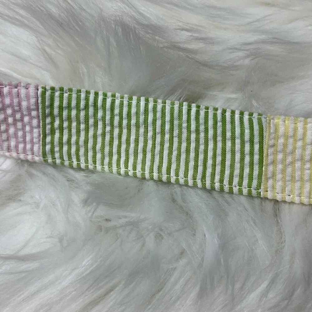 Blue Fish River Maax Belt Patchwork Seersucker D-Ring Preppy Pastel Size Medium
